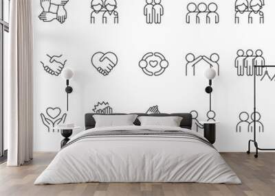 Friendship icon set in thin line style Wall mural