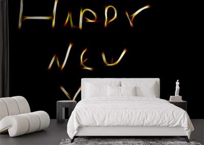 neon inscription happy new year with effects Wall mural