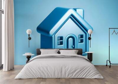 3d icon blue house Wall mural