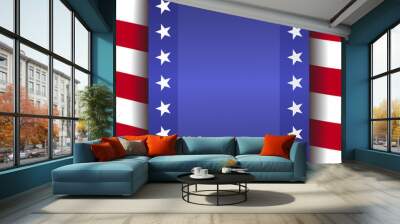 background red, blue stripes, white stars, holiday american Wall mural