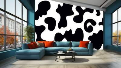 Black blobs, liquid, colored organic blot smooth form. Set of random shapes of irregular form. Drop of fluid. Blotch, inkblot texture. Pebble, inkblot stone silhouette round abstract shape. Wall mural