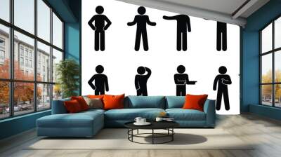 man icon, people standing, basic poses and gestures Wall mural