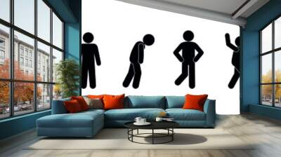 man icon, stickman collection, stick figure human silhouette, vector pictogram Wall mural