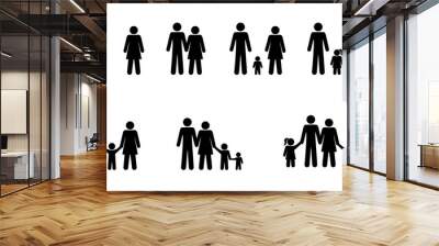 pictogram people set family stick figure man icons Wall mural