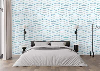 Seamless pattern with blue waves Wall mural