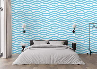 Seamless pattern with blue waves Wall mural