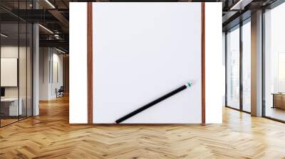 Blank paper on wooden clipboard with space on white background Wall mural