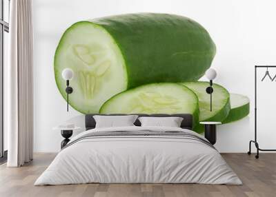 Cucumber on white background Wall mural