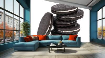 sandwich cookies with cream on white background Wall mural