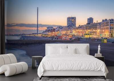 Brighton beach and skyline at dusk Wall mural