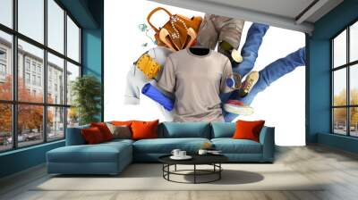 concept of product categories clothing and accessories on white background Wall mural