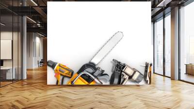 construction background with tools 3d render on white Wall mural