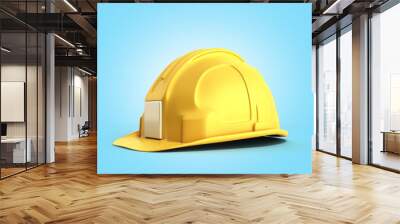 Hard hat background Construction tools 3d render on blue gradient Wall mural