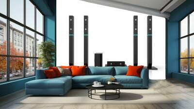 home stereo surround in black isolated on white Wall mural