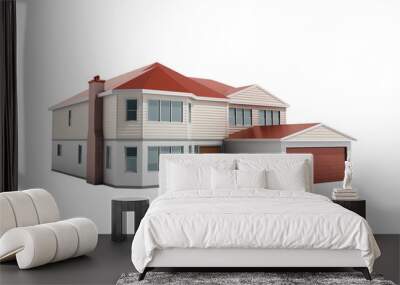 House Three-dimensional image 3d render on white no shadow Wall mural