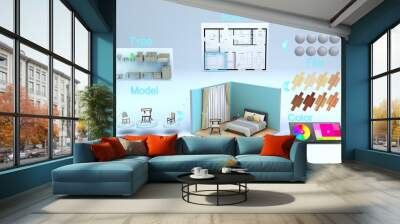 modern concept for quickly creating interior design room design constructor 3d render image Wall mural