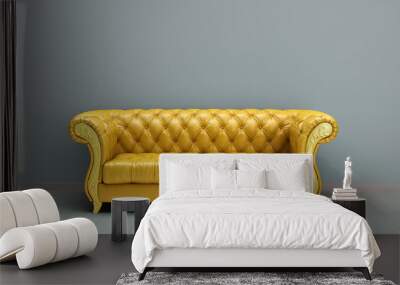 simple room interior render yellow color presentation with white leather sofa  3d render image Wall mural