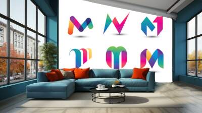 abstract colorful m logo - set of letter m logo Wall mural