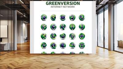 best collection of 3d sphere logo letters a to z green color version Wall mural