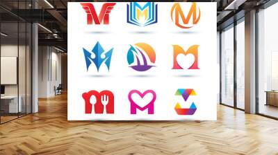 Set of Abstract Letter M Logo - Vibrant and Colorful Icons Logos Wall mural