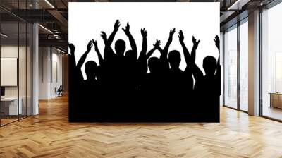 Applause people. Cheerful crowd cheering. Hands up. Silhouette vector Wall mural