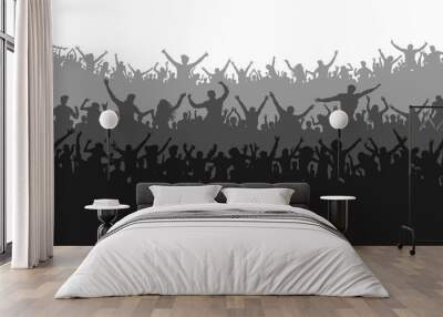 Applause sports fans. Cheering crowd people concert, party. Isolated background silhouette vector. Banner, poster Wall mural