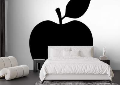 apple symbol. black silhouette isolated on white. vector outline icon Wall mural