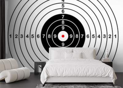 Blank template for sport target vector shooting competition. Clean target with numbers for set shooting range or pistol shooting. large isolated target Wall mural