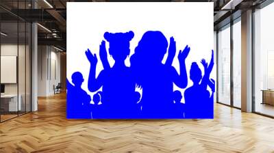 Happy cheerful crowd of children, silhouette. Back to school or party and etc. Vector illustration Wall mural