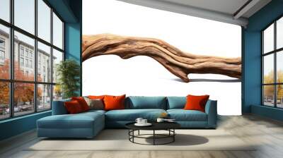 driftwood isolated on white background, aged wood, Generative AI Wall mural