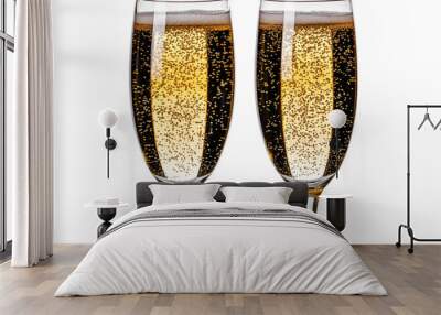 2 champagne glass on white background Wall mural