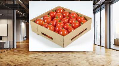 A box of tomatoes is displayed on a white background Wall mural