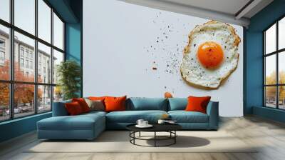 A fried egg with pepper on top Wall mural