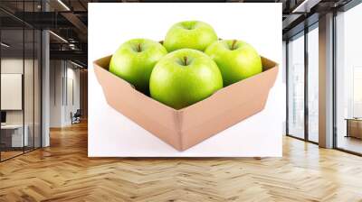 green apples in the box white background Wall mural