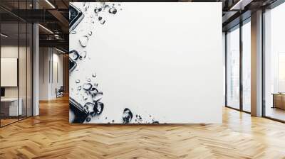 photo of ice cubes, on white plain isolated, top view Wall mural