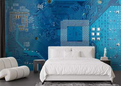 Electronic circuit board close up. Wall mural