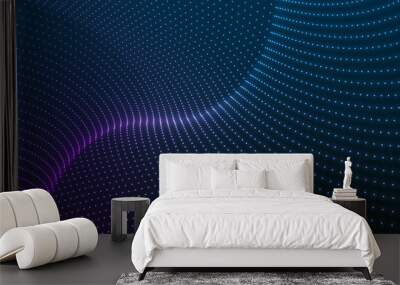 Abstract digital texture pattern dots background with glowing neon Wall mural