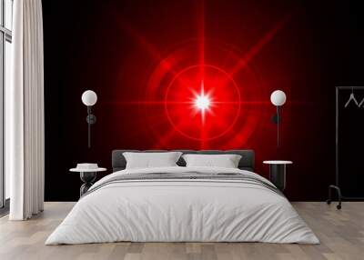 solar lens flare red light special effect black background Wall mural