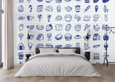 doodle food icons Wall mural