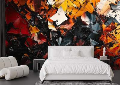 A chaotic mix of jagged shapes and contrasting colors, expressing the feeling of frustration and confusion. Wall mural