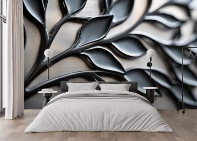 A modern interpretation of an Art Nouveau ironwork design, incorporating contemporary elements while maintaining the essence of the style. Wall mural