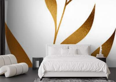 Gold abstract nature art  doodle illustration Wall mural