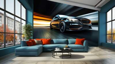 black car at high speed along the highway obscures the speed of movement 3d rendering AI generative    Wall mural