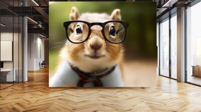 cute squirrel wearing glasses Wall mural