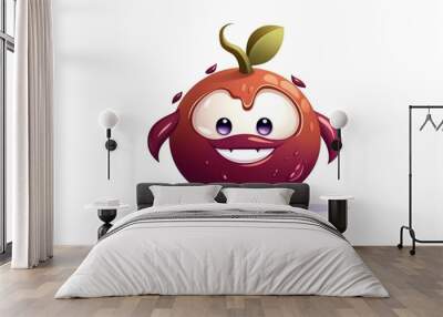 mangosteen cartoon  ,cute , trendy, 3d rendering, AI generative   Wall mural