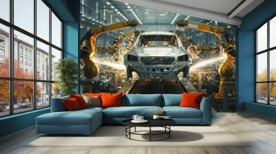 Automotive production line Welding car body Mode Wall mural