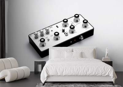 Isolated white overdrive dual-channel stompbox electric guitar effect for studio and stage performed on white background with clipping path. music concept Wall mural