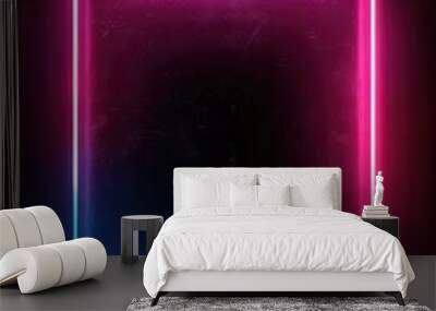 neon square frames, glowing borders set, colorful futuristic ui design elements. vibrant glowing rec Wall mural