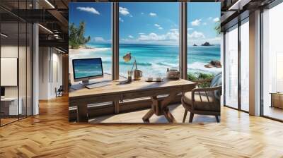 office overlooking the beach Wall mural