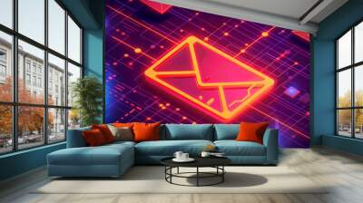 Email Communication on Digital Network Wall mural